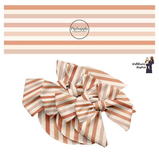 Multi brown stripes with cream hair bow strips