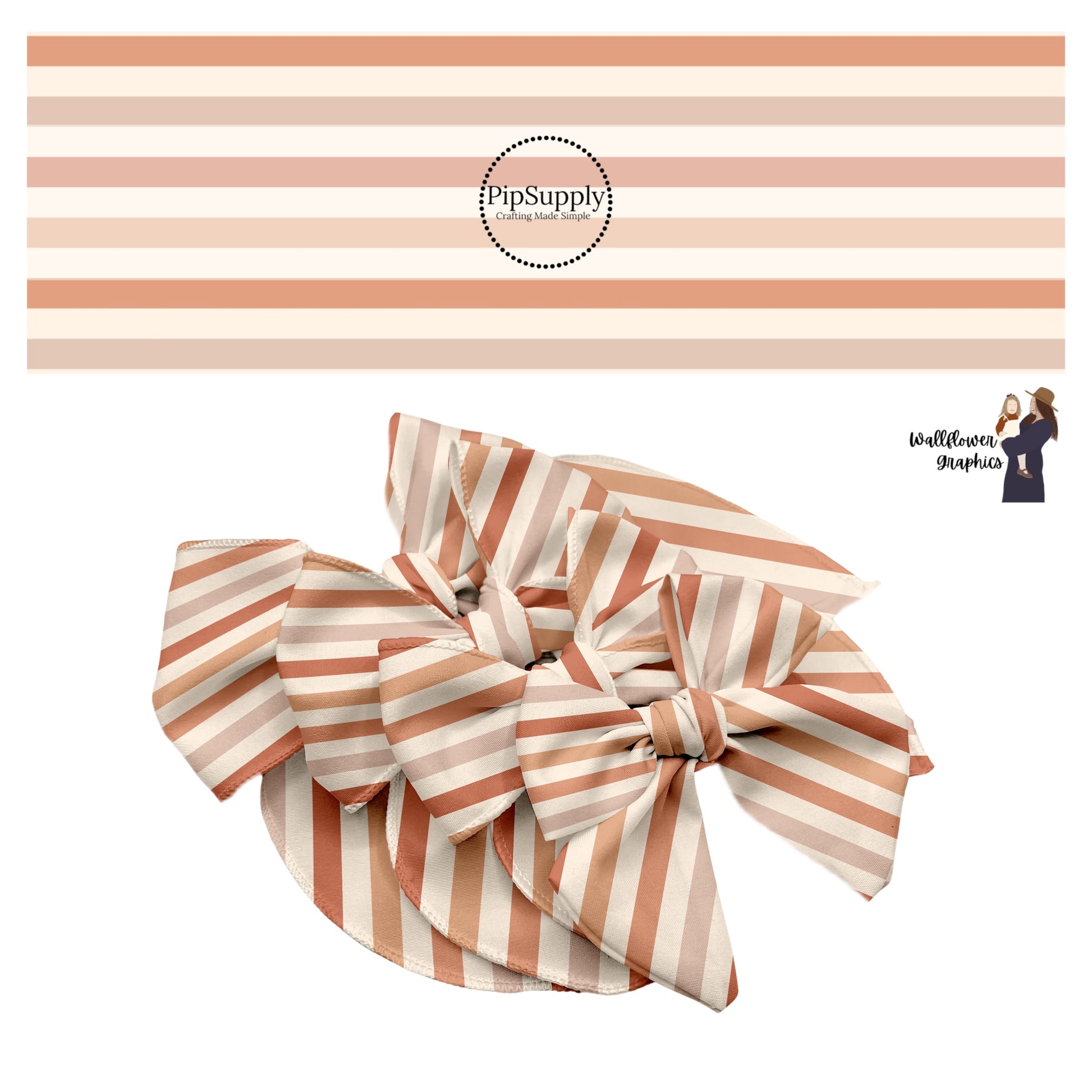 Multi brown stripes with cream hair bow strips