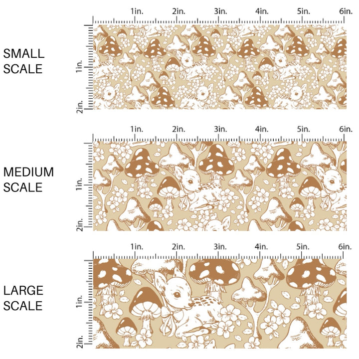 This spring floral fabric by the yard features woodland deer on brown. This seasonal pattern fabric can be used for all your sewing and crafting needs!