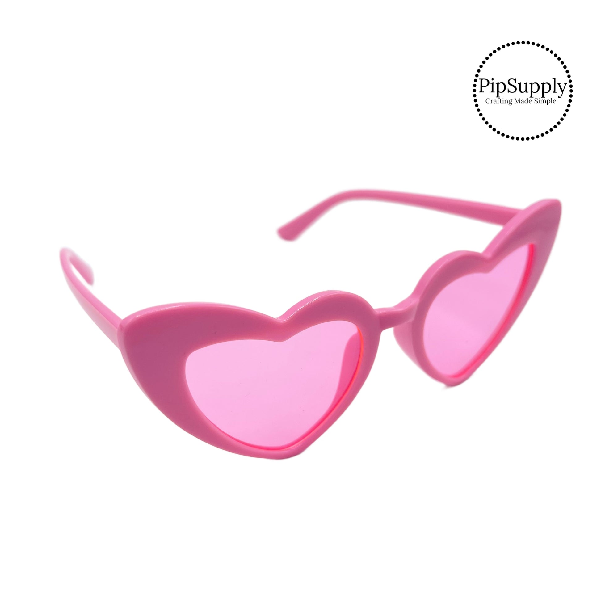 Solid bubble pink heart cat eye sunglasses