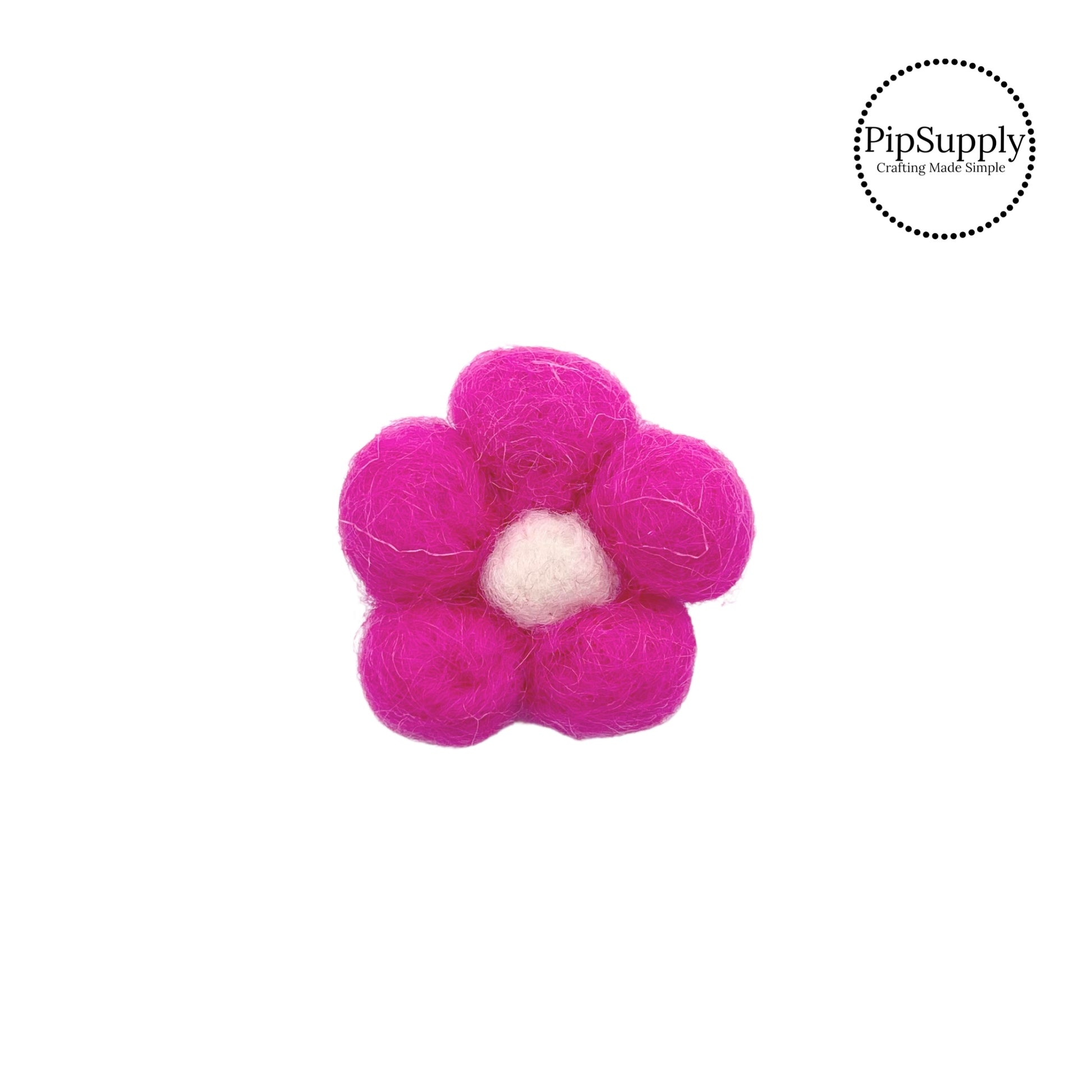 Bubble pink flower with white center felt embellishment