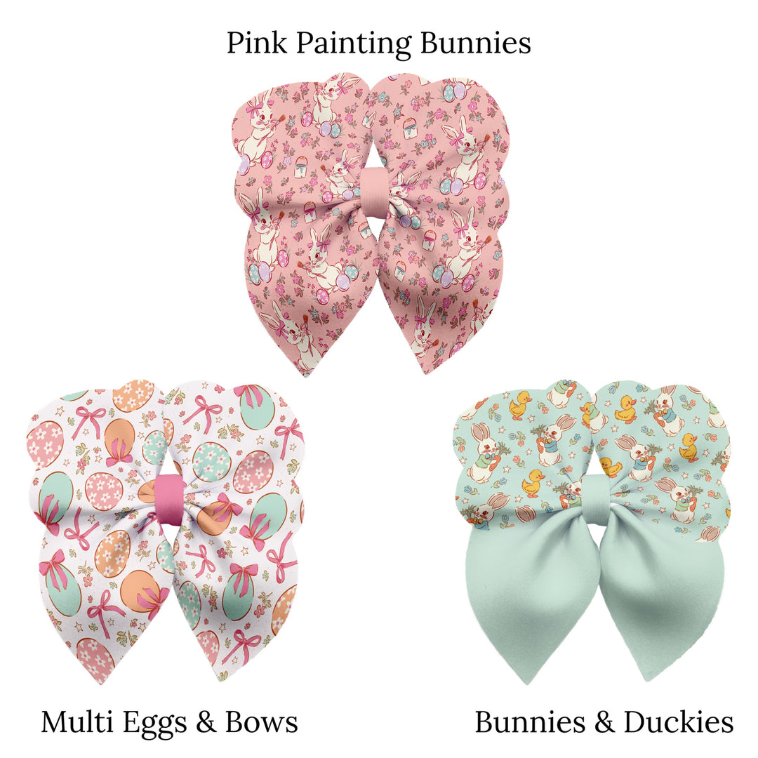 These soft pastel Easter themed neoprene bubble bows can be quickly cut and assembled for a trendy bow. They're ideal for easy at-home styling, individual use, or even resale. Get creative and add a splash of color to your look with these low-maintenance bows – perfect for this upcoming spring.