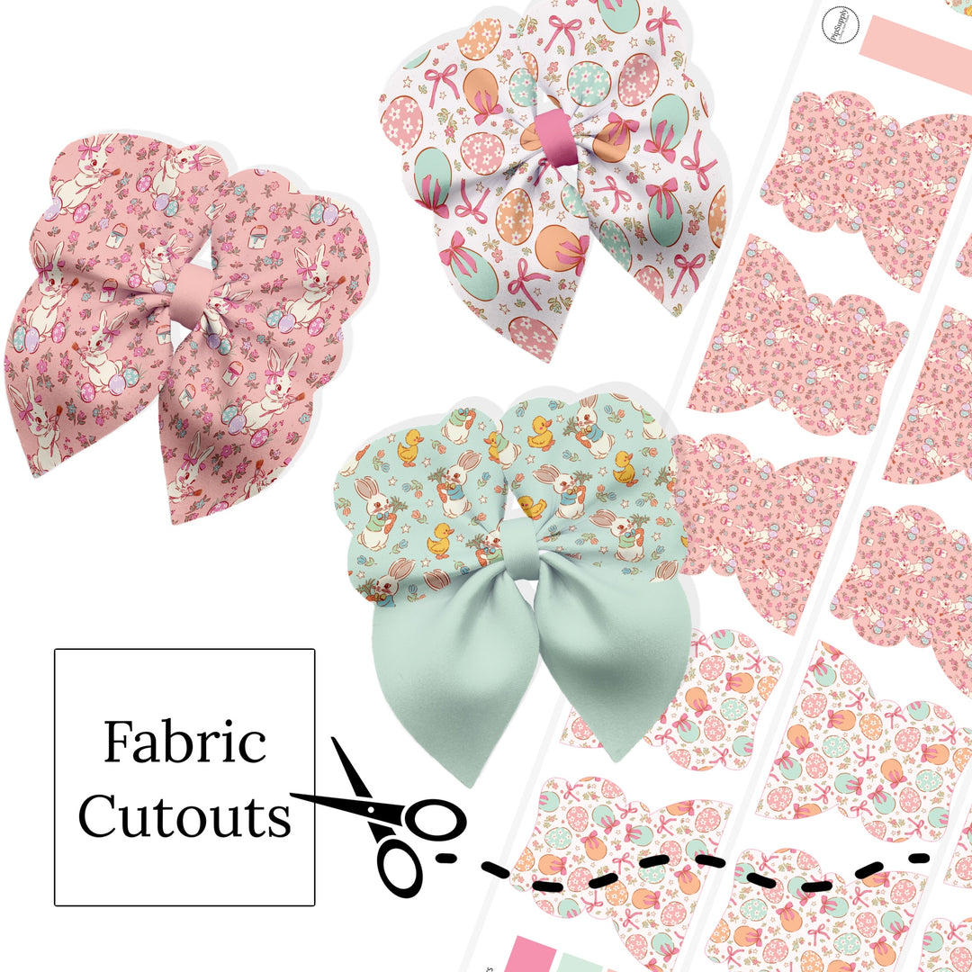 These soft pastel Easter themed neoprene bubble bows can be quickly cut and assembled for a trendy bow. They're ideal for easy at-home styling, individual use, or even resale. Get creative and add a splash of color to your look with these low-maintenance bows – perfect for this upcoming spring.