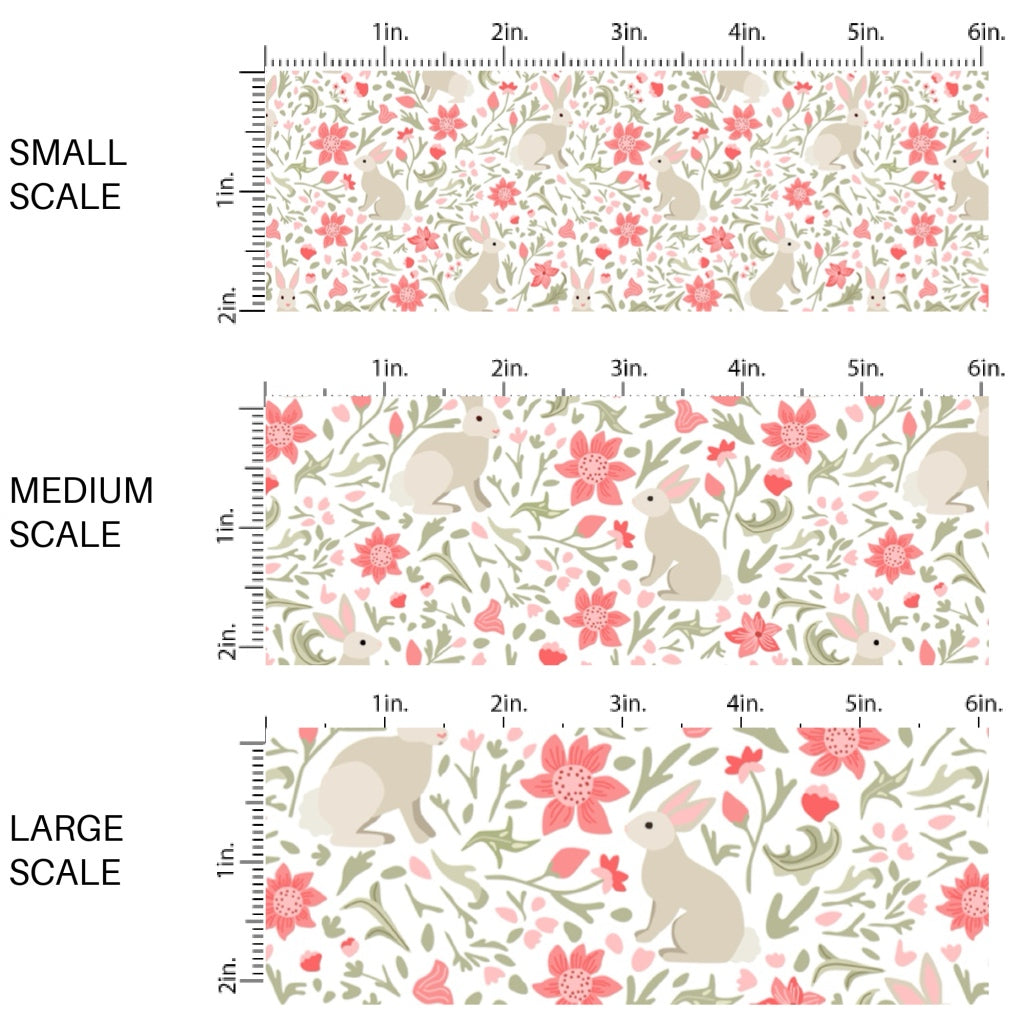 This Easter themed fabric by the yard features Easter bunnies surrounded by spring flowers. This fun pattern fabric can be used for all your sewing and crafting needs!