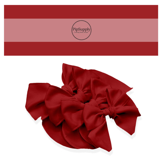 This solid no sew bow strips can be easily tied and attached to a clip for a finished hair bow. These solid burgundy colored bow strips are great for personal use or to sell.