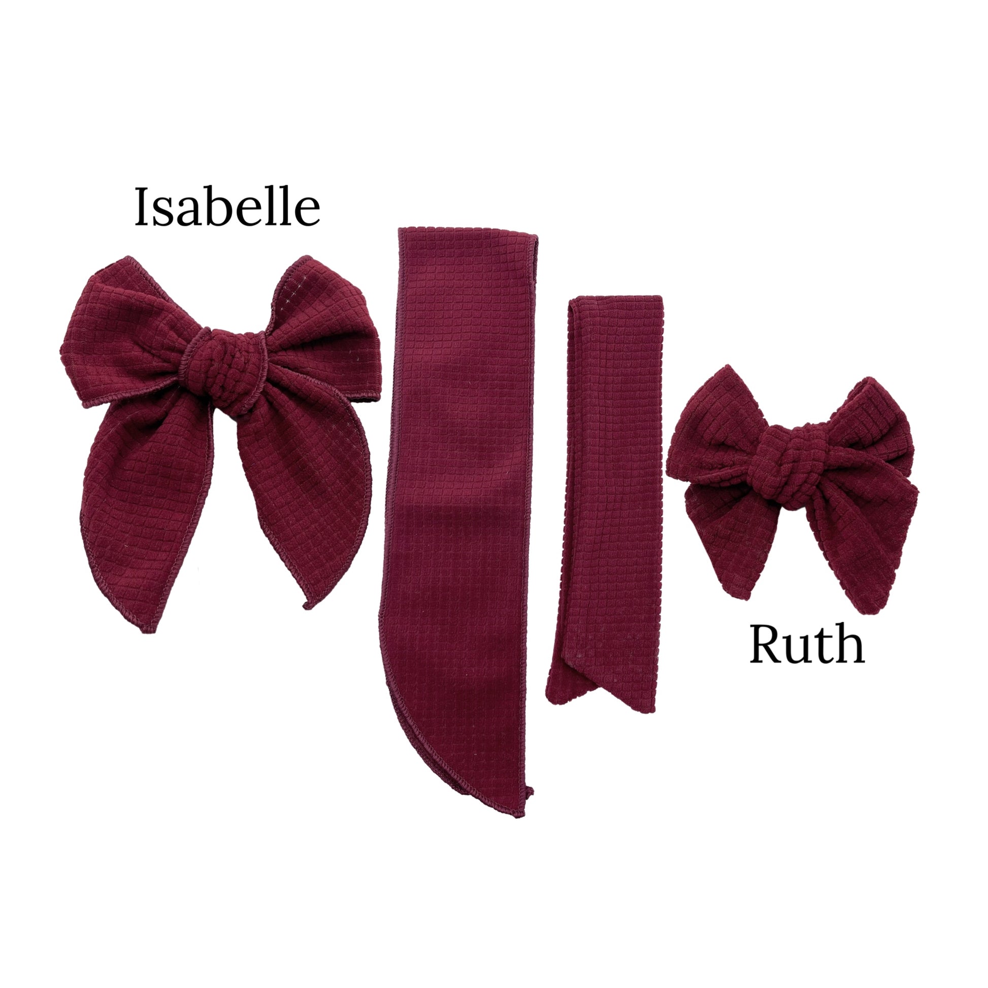 Burgundy Fall Bow Strips Burgundy Velvet Checkered Hair Bow Strips