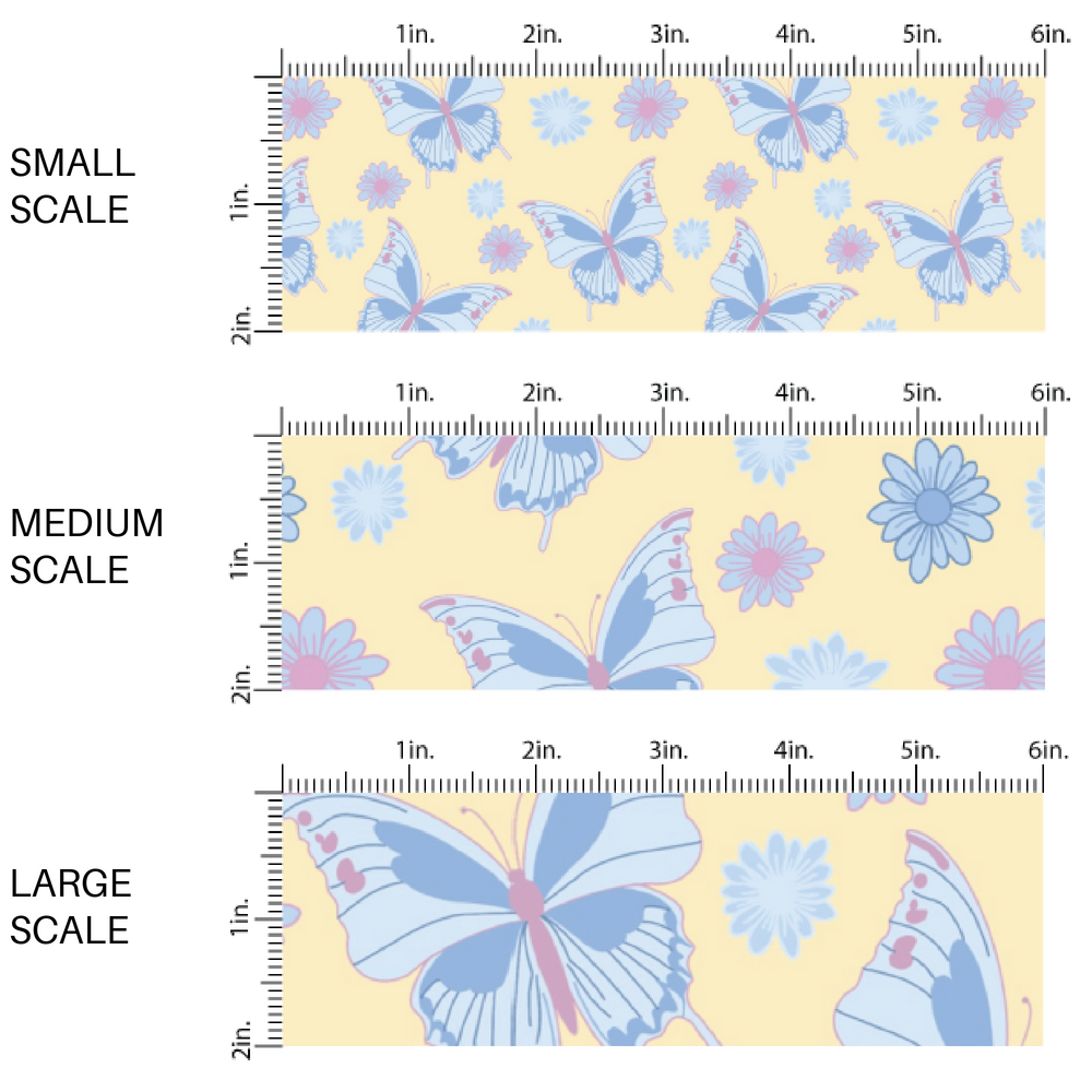 Purple and Blue on Pale Yellow Fabric by the Yard scaled image guide.