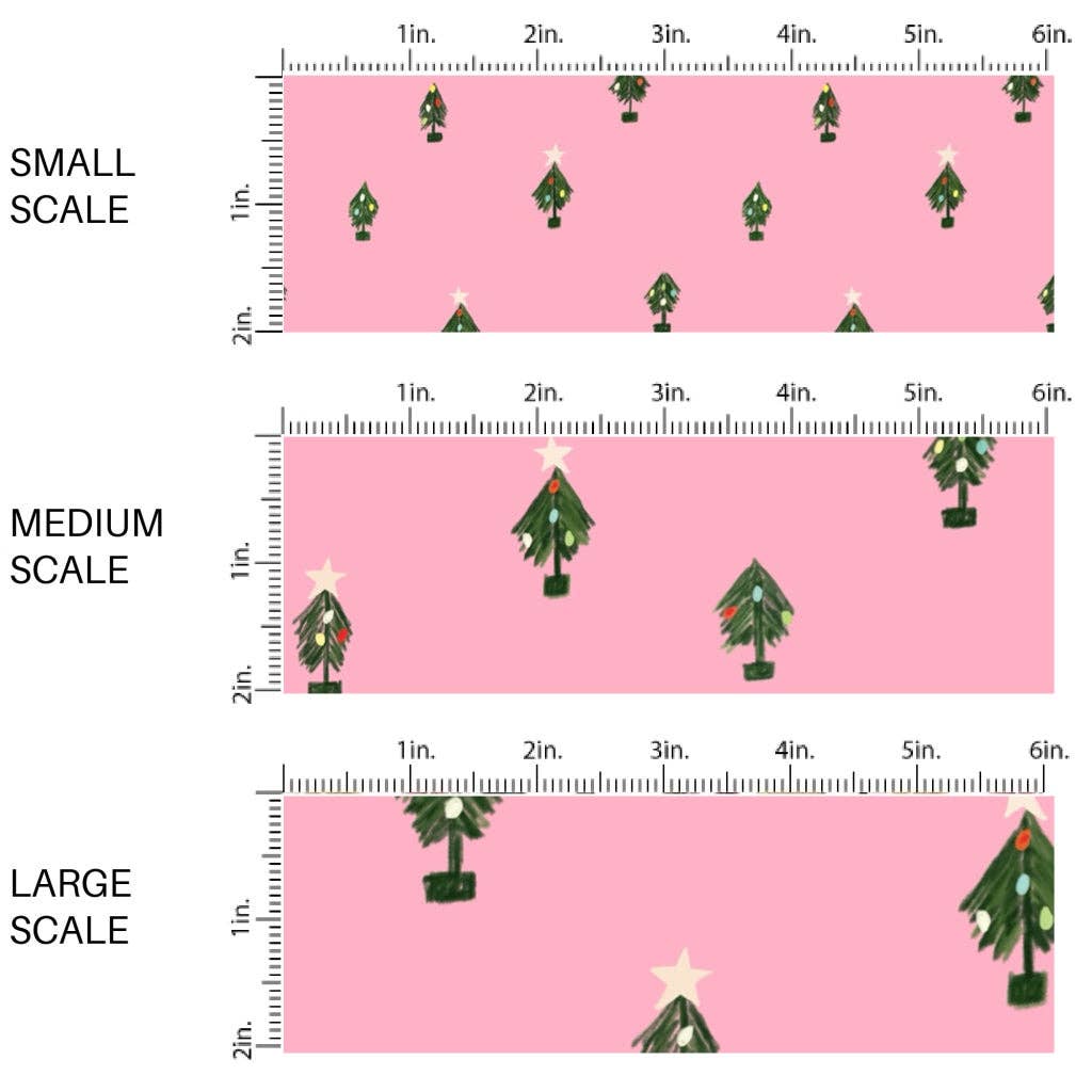 Dainty Christmas Trees Fabric By The Yard