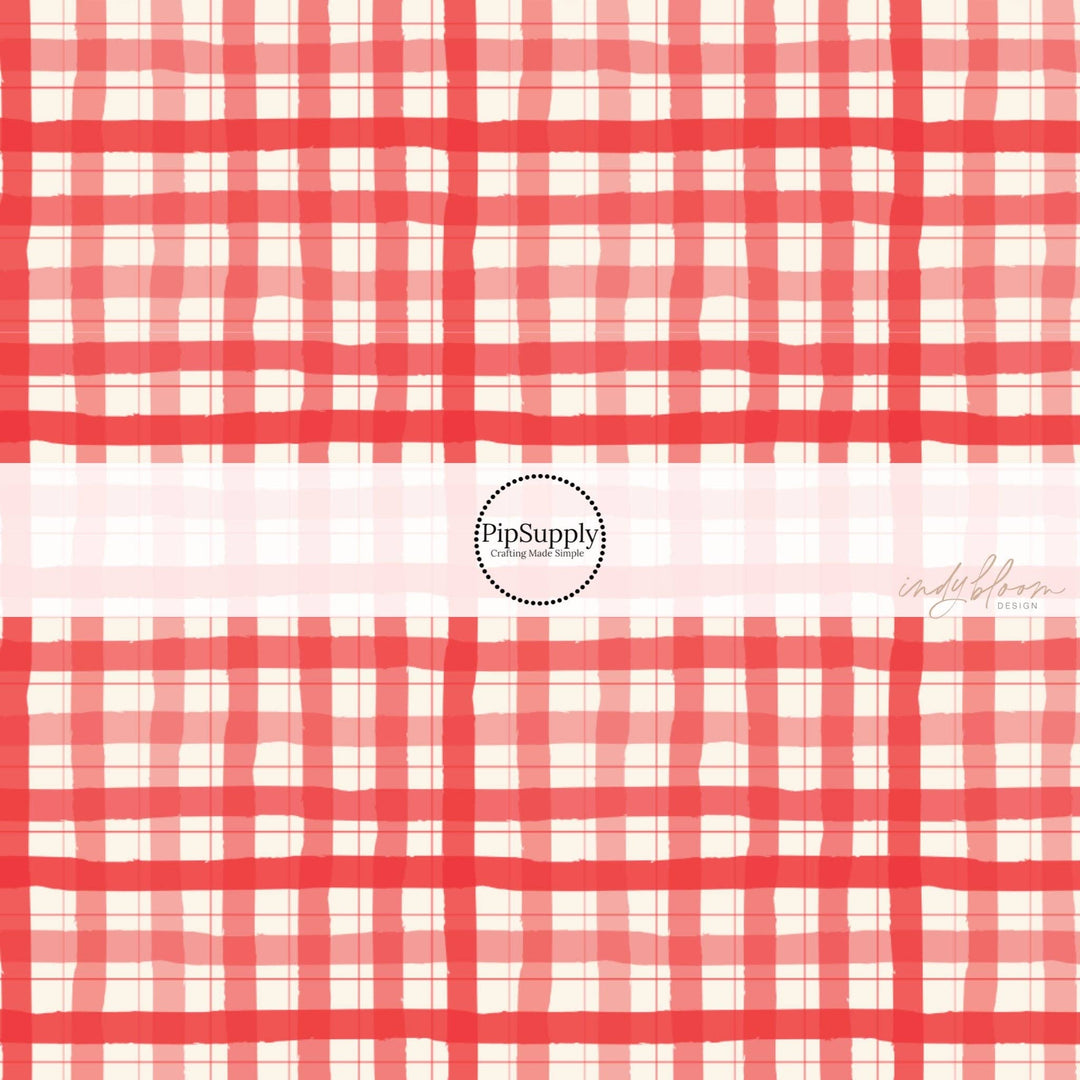Berry Red Watercolor Plaid Fabric By The Yard