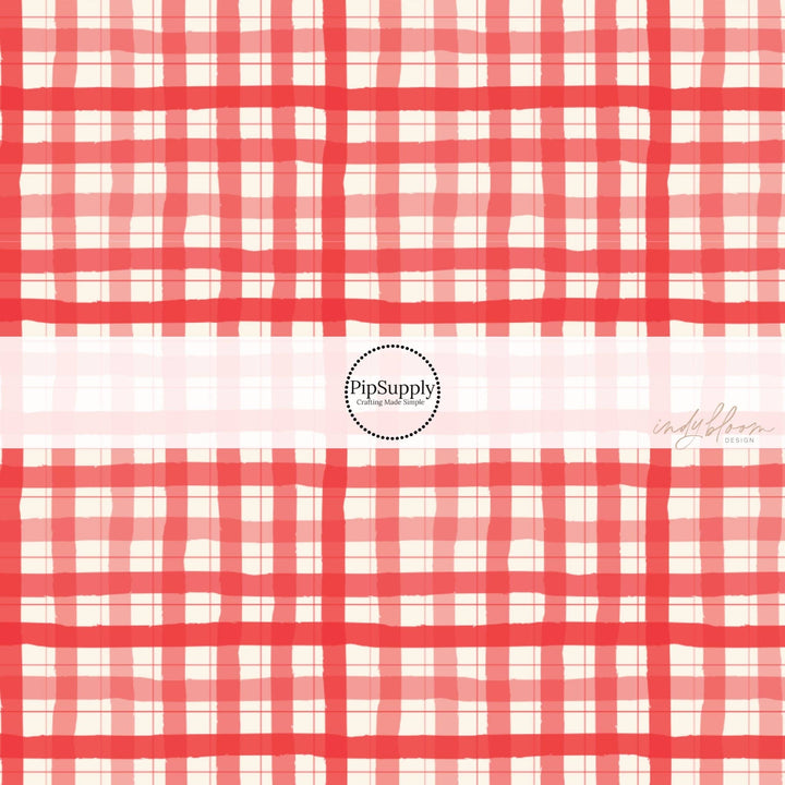 Berry Red Watercolor Plaid Fabric By The Yard