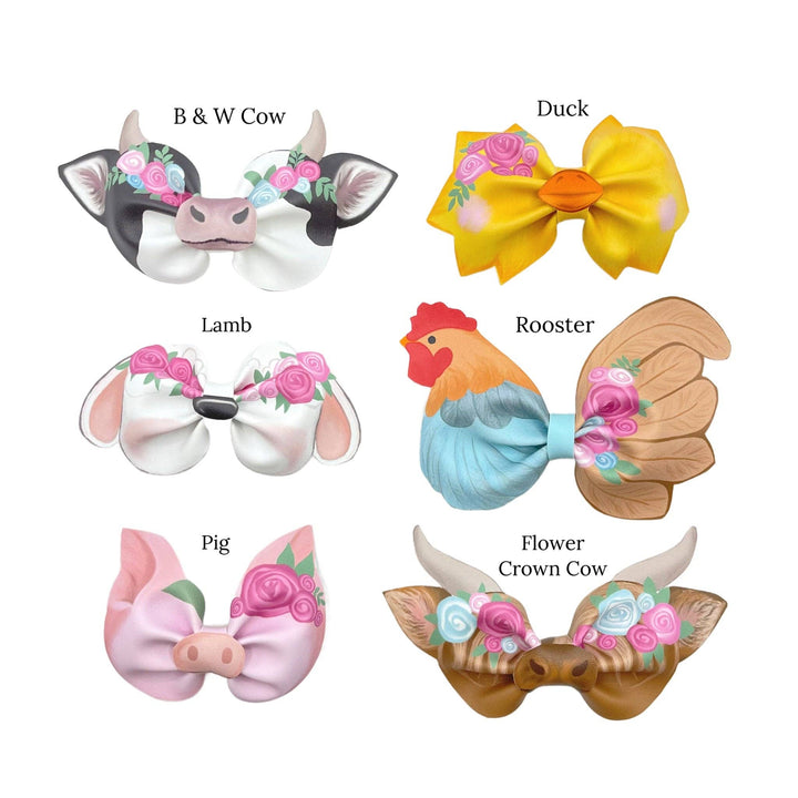 Pink Rose Farm Animals Faux Leather DIY Hair Bows & Craft Cutouts