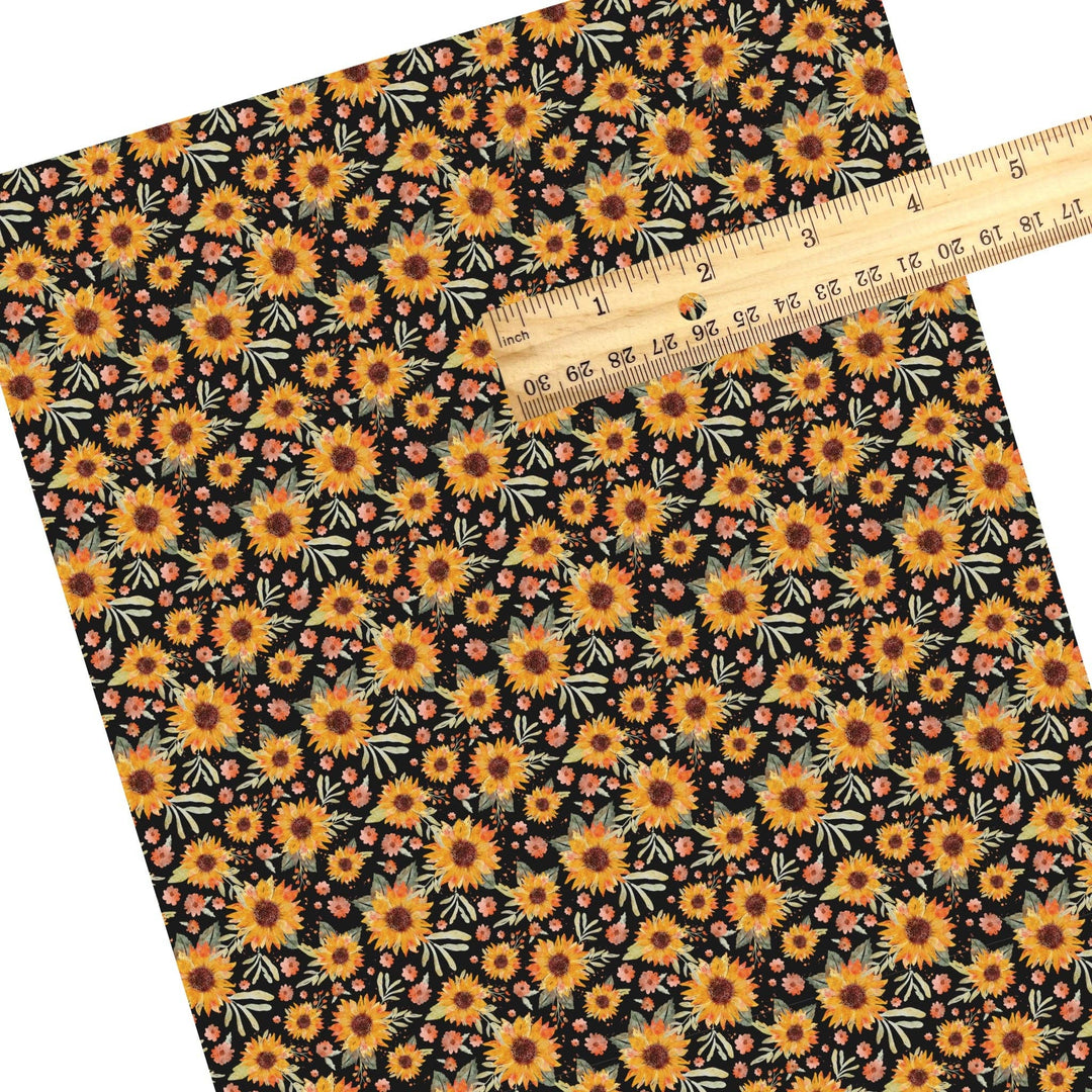 Watercolor Sunflower Faux Leather Sheets