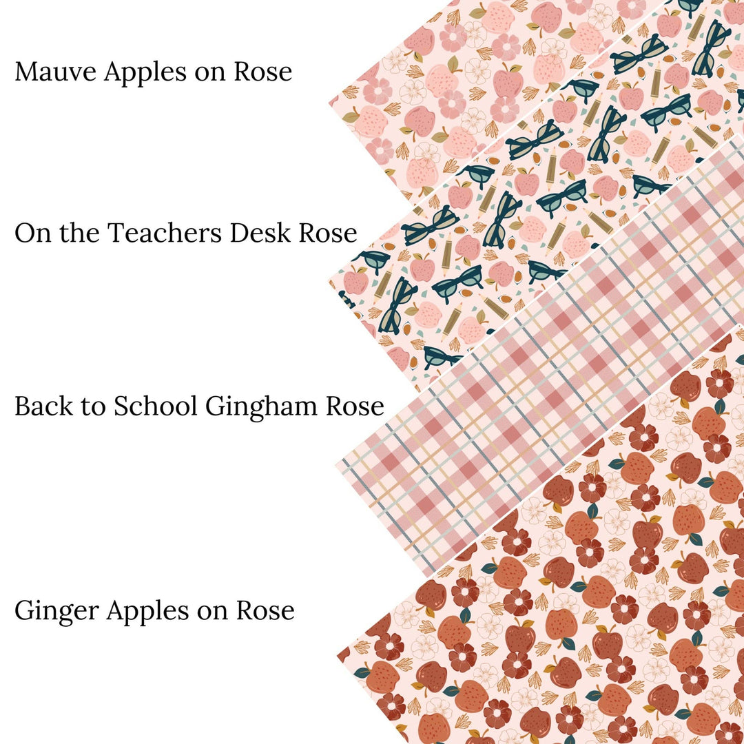 Back To School Gingham Rose Faux Leather Sheets