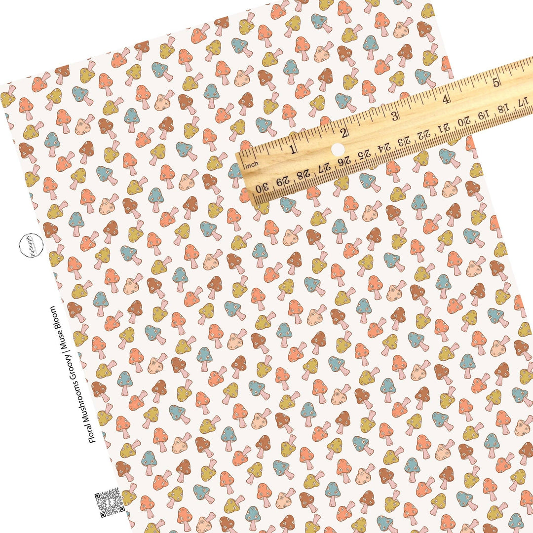 Floral Mushrooms Groovy Faux Leather Sheets