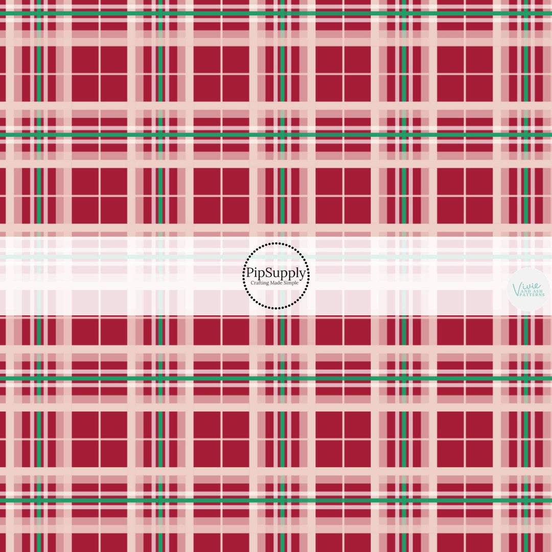 Traditional Christmas Plaid Hair Bow Strips