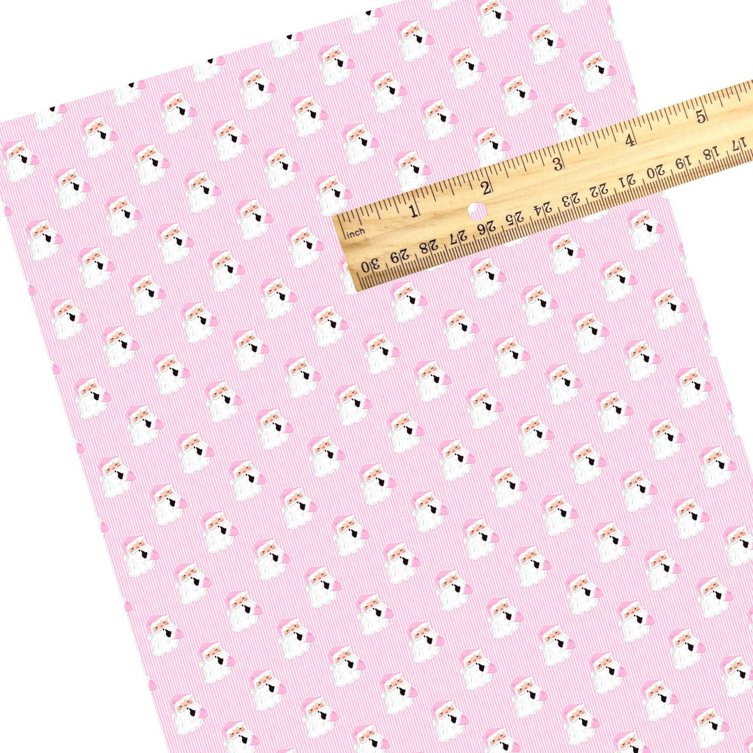 Simple Santa Shh Classic Pink Stripes Faux Leather Sheets