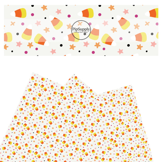 Multi stars and dots with candy corn faux leather sheets