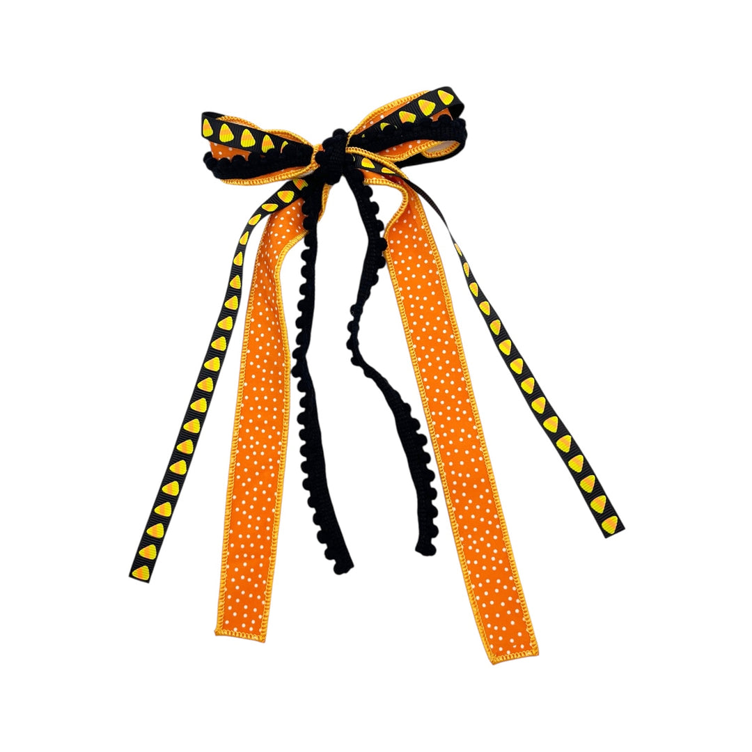 These Halloween themed ribbon tied bows are ready to package and resell to your customers no sewing or measuring necessary! These hair bows come with a clip already attached.