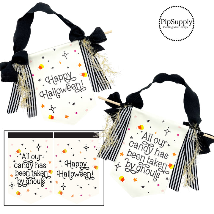 Candy Corn Treats Are Gone Reversible Faux Leather DIY Sign