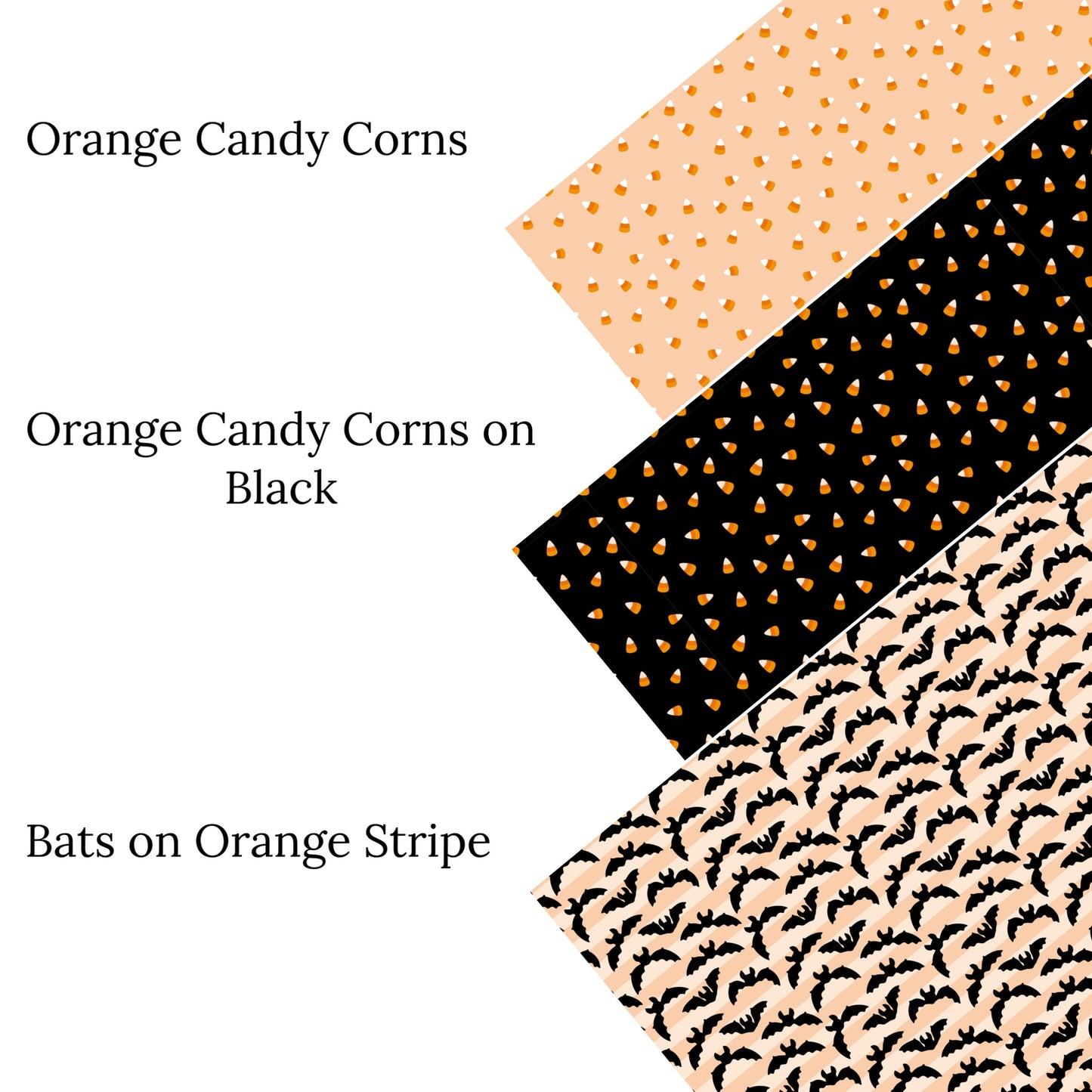 Orange Candy Corns on Black Faux Leather Sheets