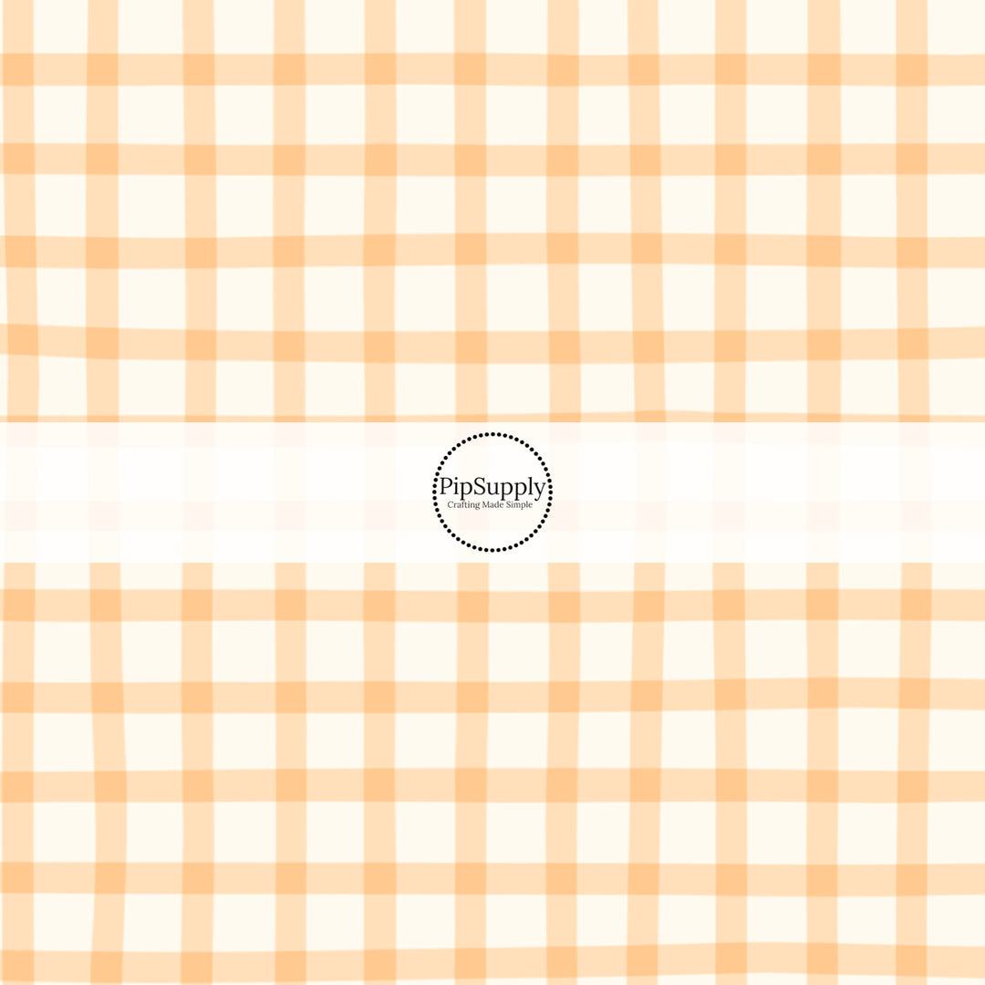 Pale Orange and Cream Plaid Fabric by the Yard.