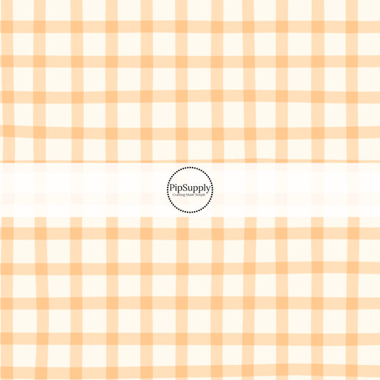 Pale Orange and Cream Plaid Fabric by the Yard.