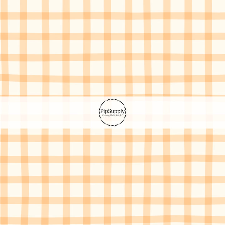 Pale Orange and Cream Plaid Fabric by the Yard.