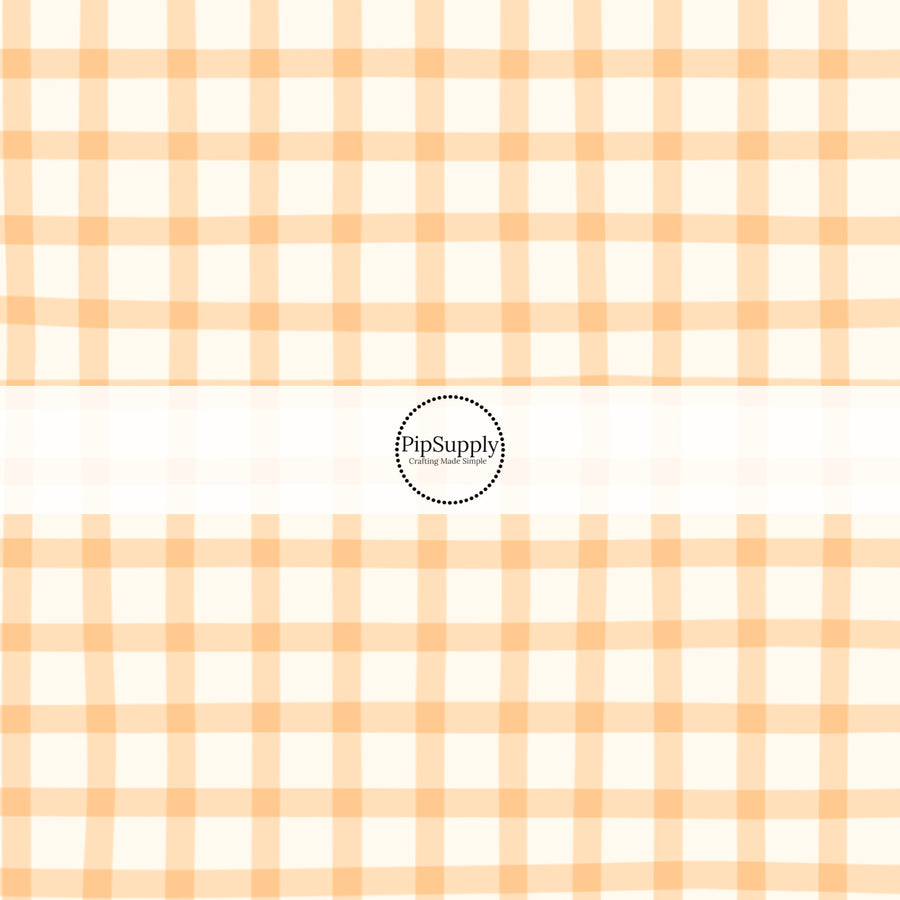 Pale Orange and Cream Plaid Fabric by the Yard.