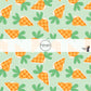 Scattered Orange Cartoon Carrots on Mint Green Fabric by the Yard.