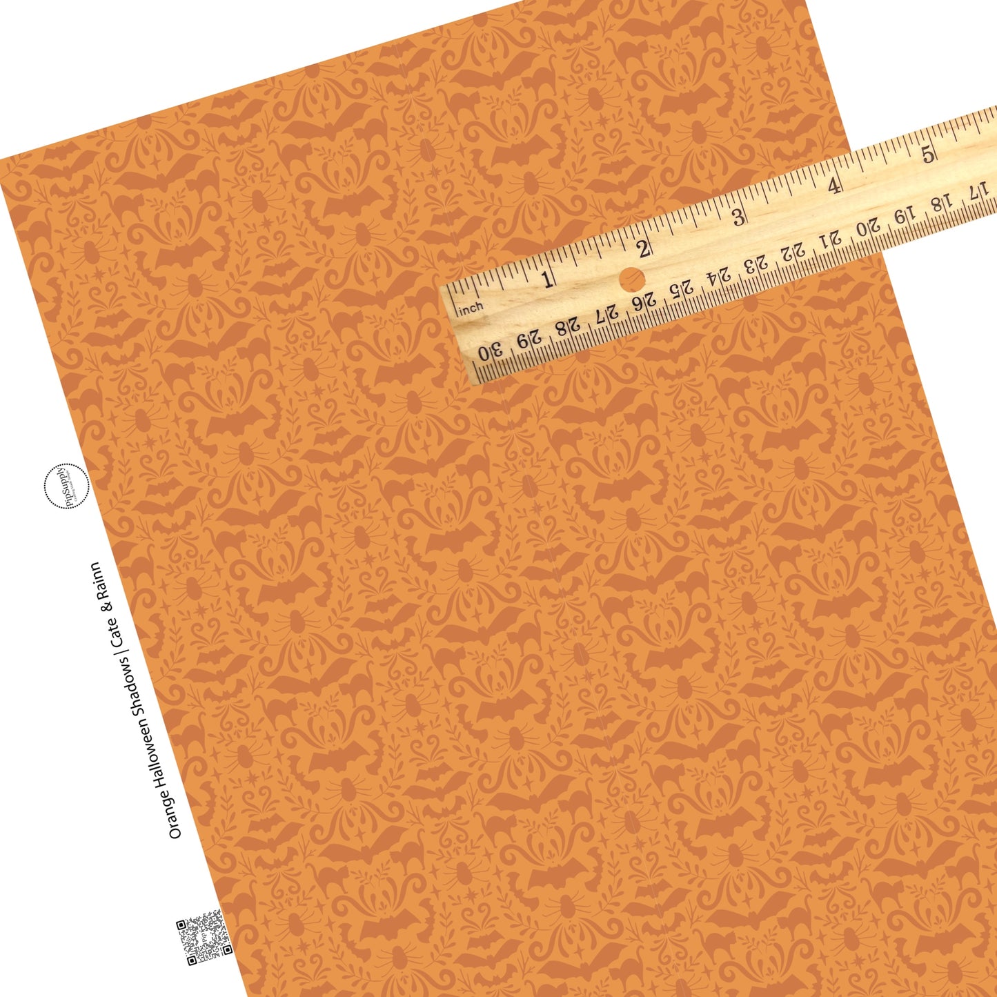 These Halloween themed orange faux leather sheets contain the following design elements: Halloween themed pattern that includes bats and cats on orange. Our CPSIA compliant faux leather sheets or rolls can be used for all types of crafting projects.