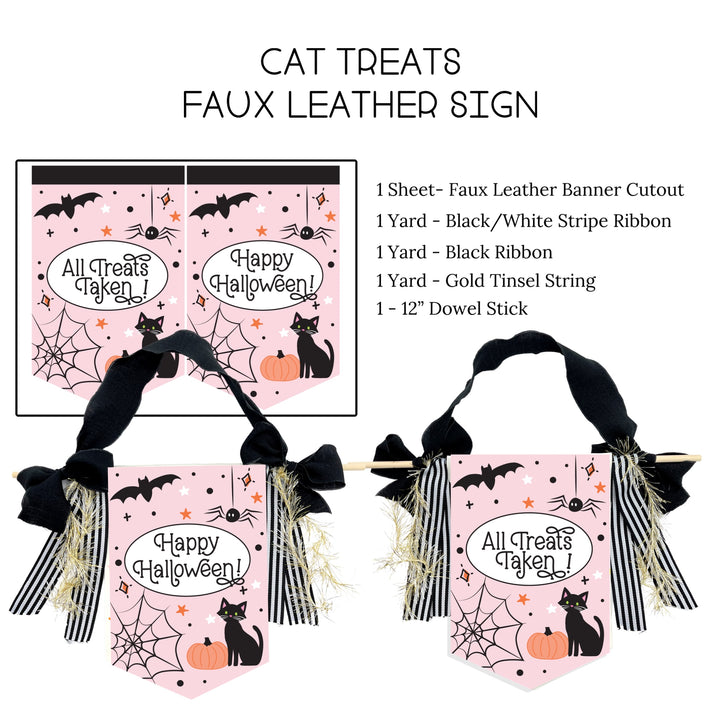 Cat Treats Are Gone Reversible Faux Leather DIY Sign