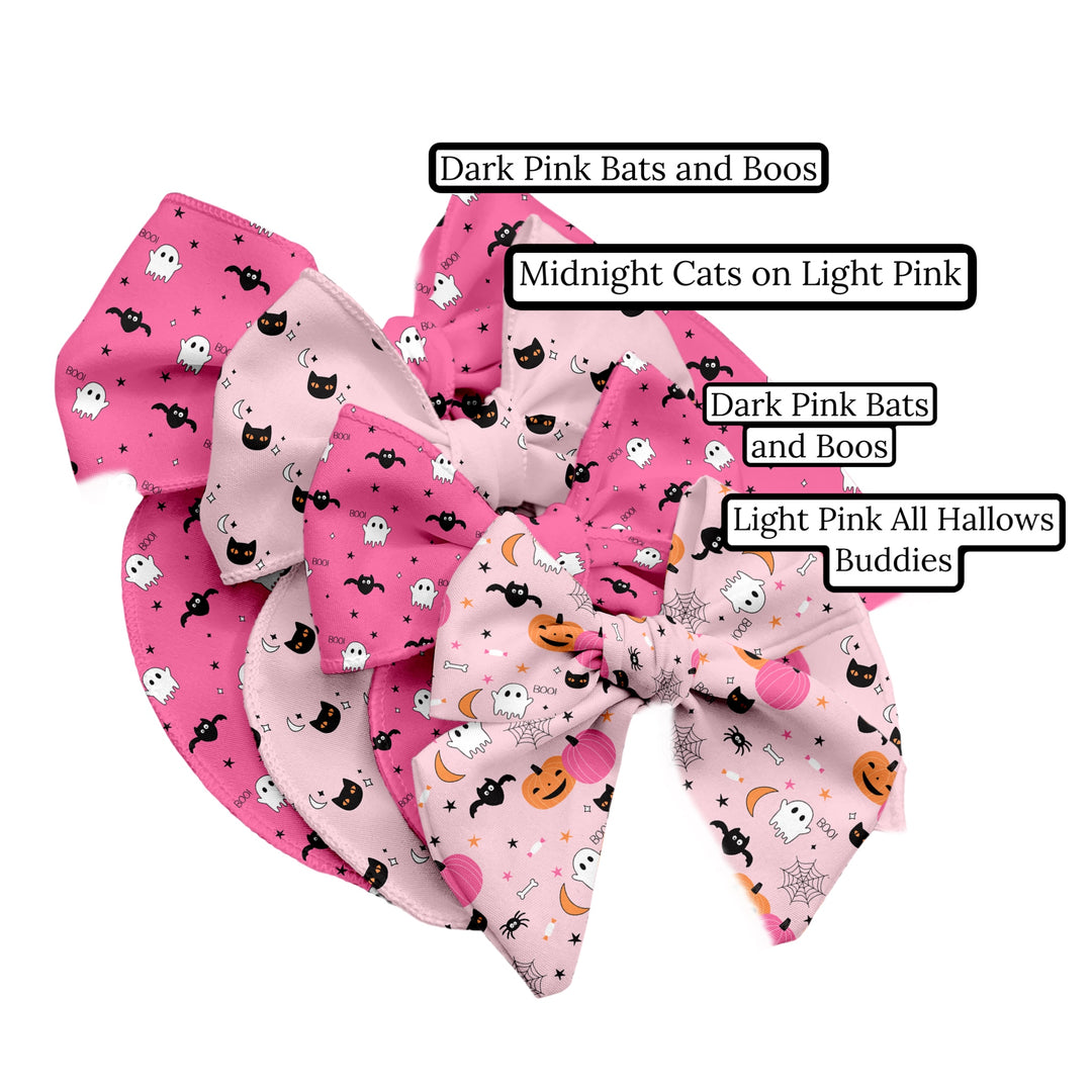 Midnight Cats on Light Pink Hair Bow Strips