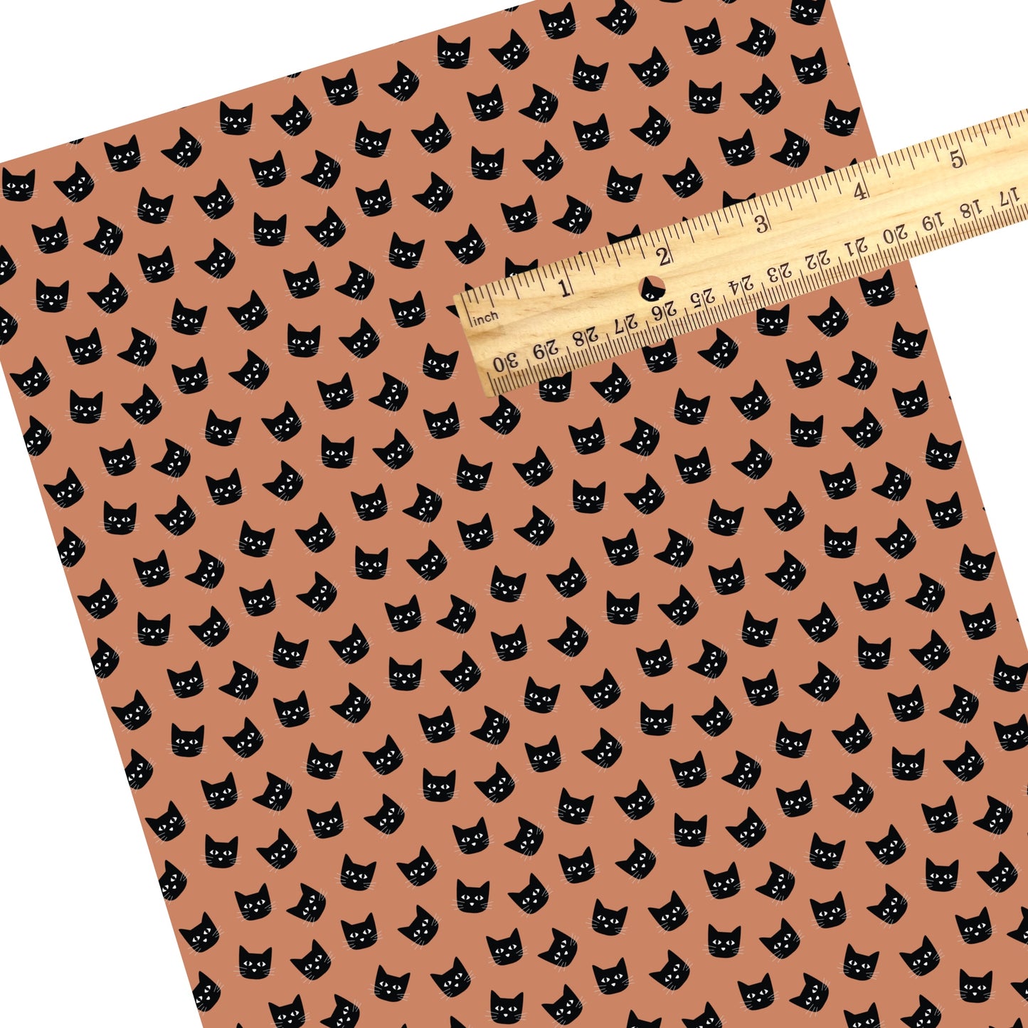 These Halloween themed pattern faux leather sheets contain the following design elements: black cats on orange. Our CPSIA compliant faux leather sheets or rolls can be used for all types of crafting projects.