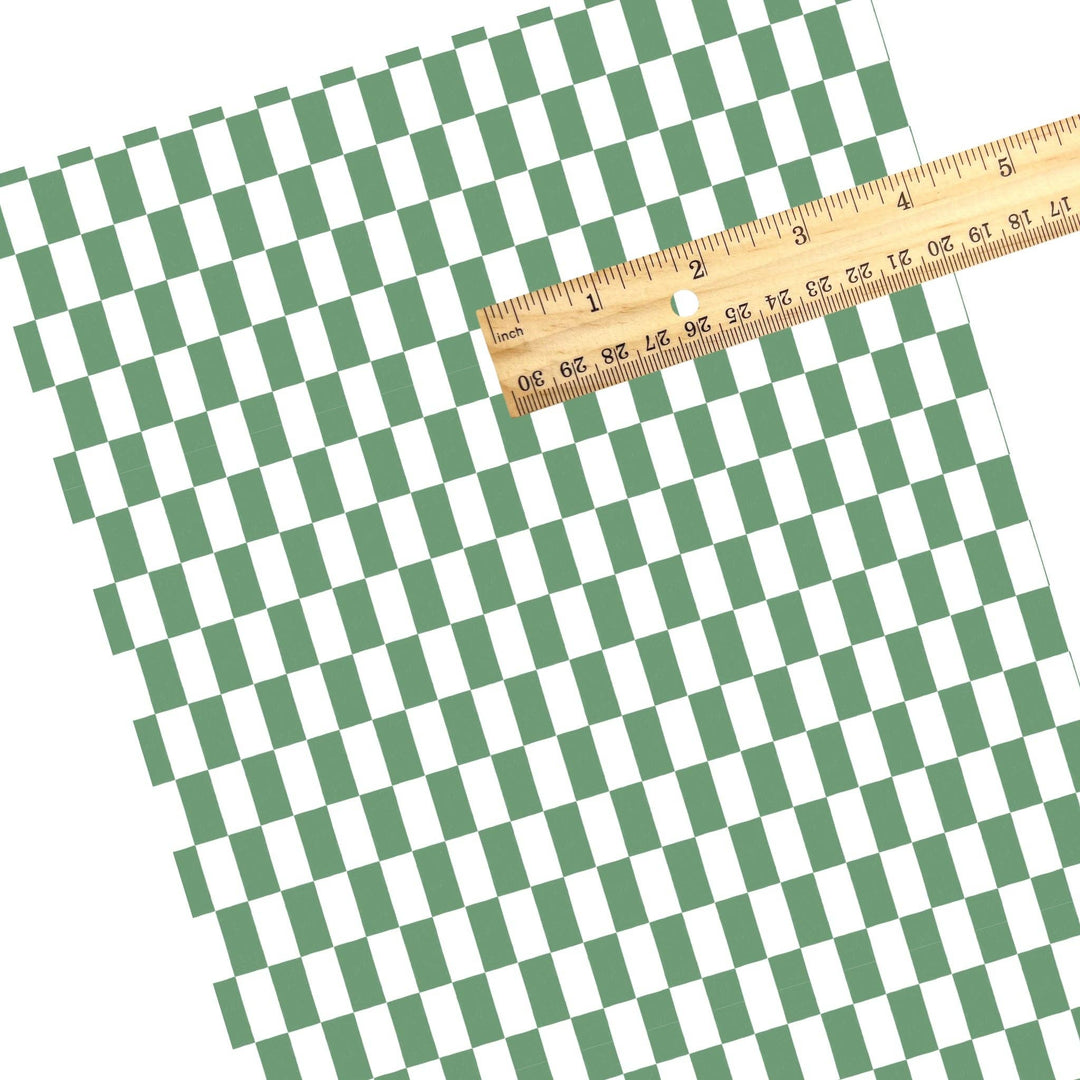 Christmas Green Checker Faux Leather Sheets