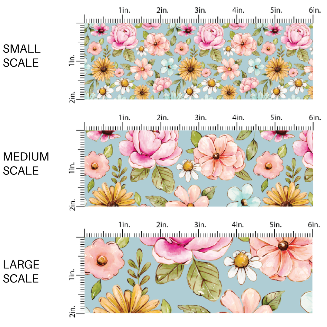 Baby Blue Spring Meadow Fabric By The Yard