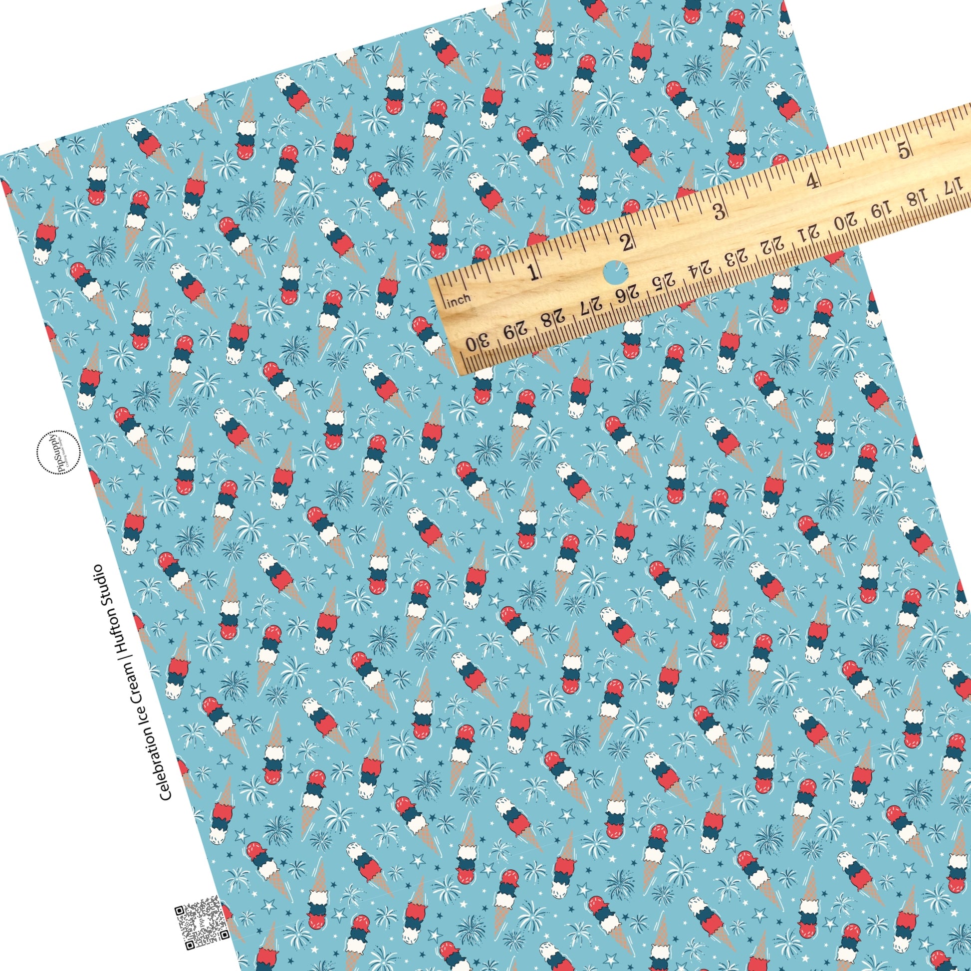 These 4th of July faux leather sheets contain the following design elements: patriotic ice cream and fireworks. Our CPSIA compliant faux leather sheets or rolls can be used for all types of crafting projects.
