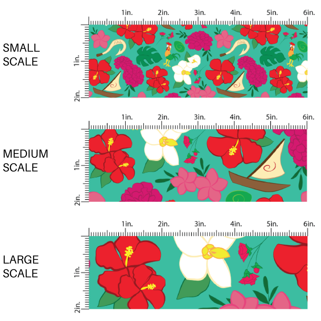 Floral Hawaiian Princess Fabric By The Yard