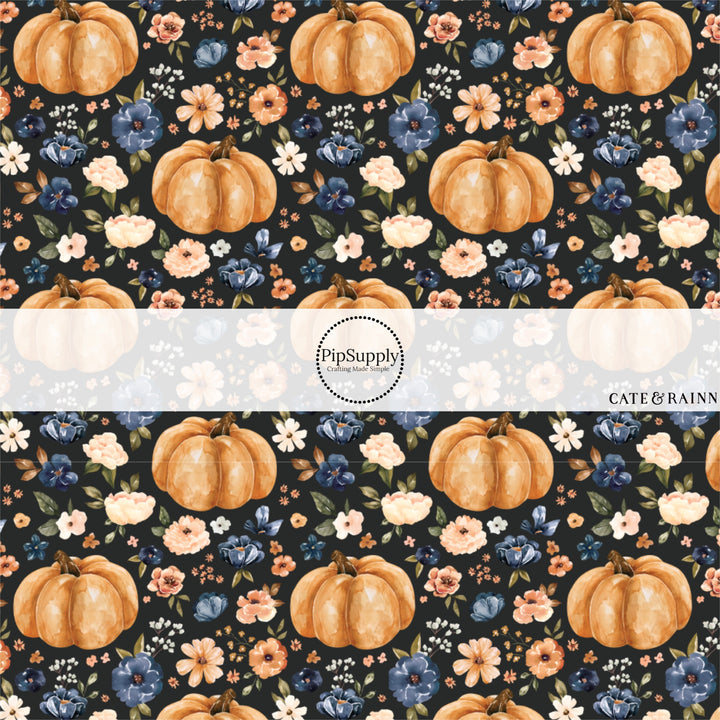 These summer pattern fabric by the yard features farm and meadow country pumpkins. This fun fabric can be used for all your sewing and crafting needs!