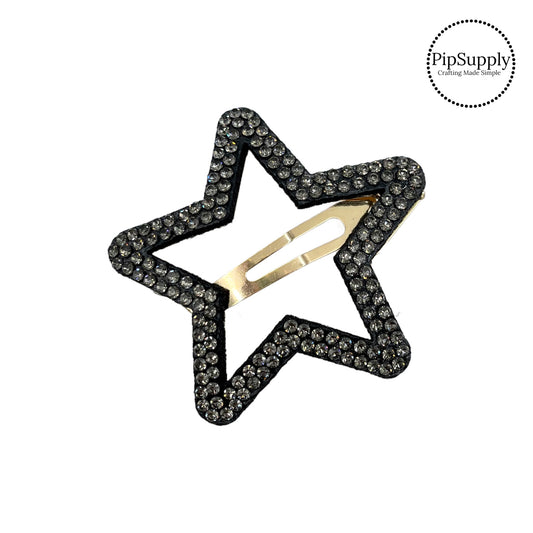 Charcoal sequins on black star hair clip