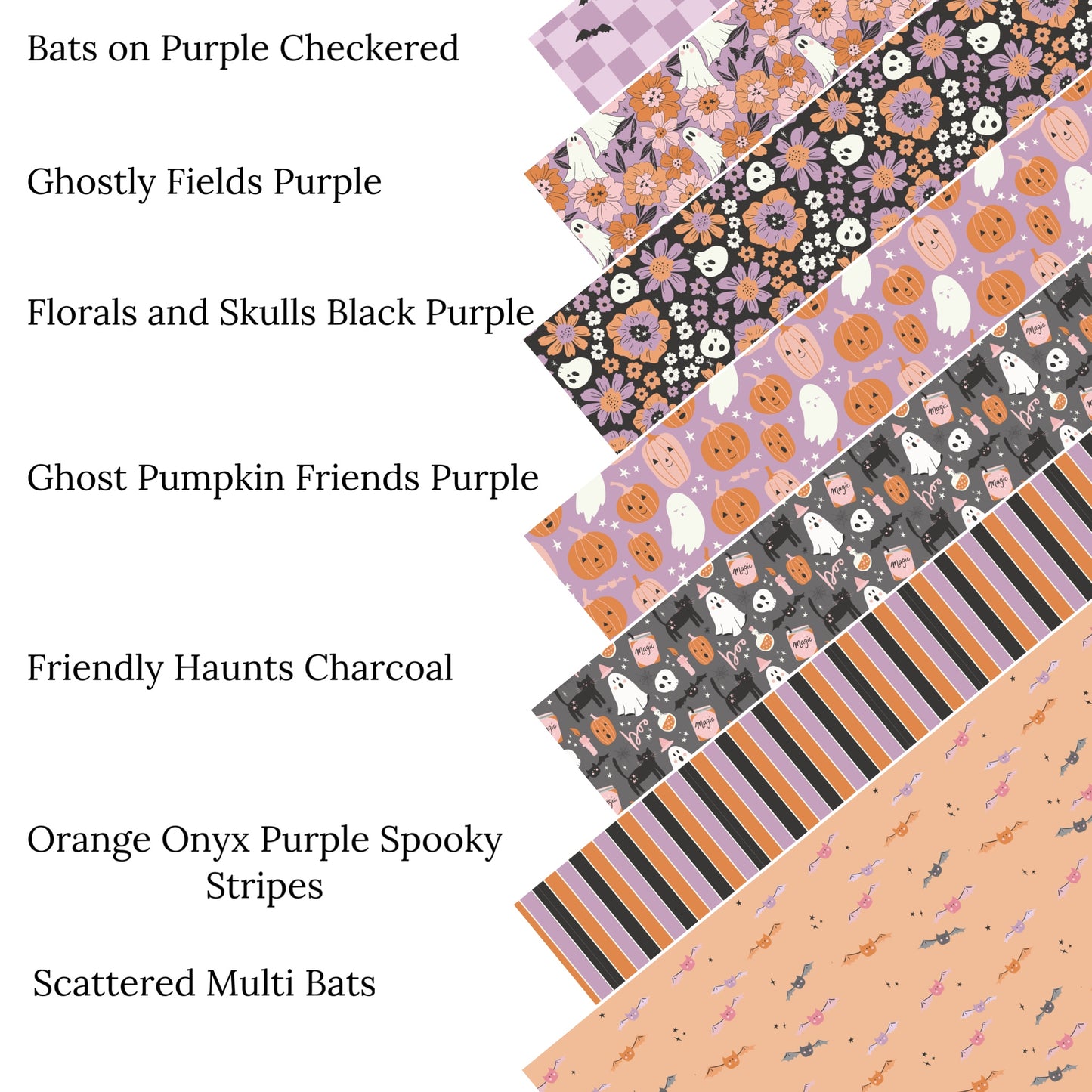 Orange, Onyx, and Purple Spooky Stripes Faux Leather Sheets