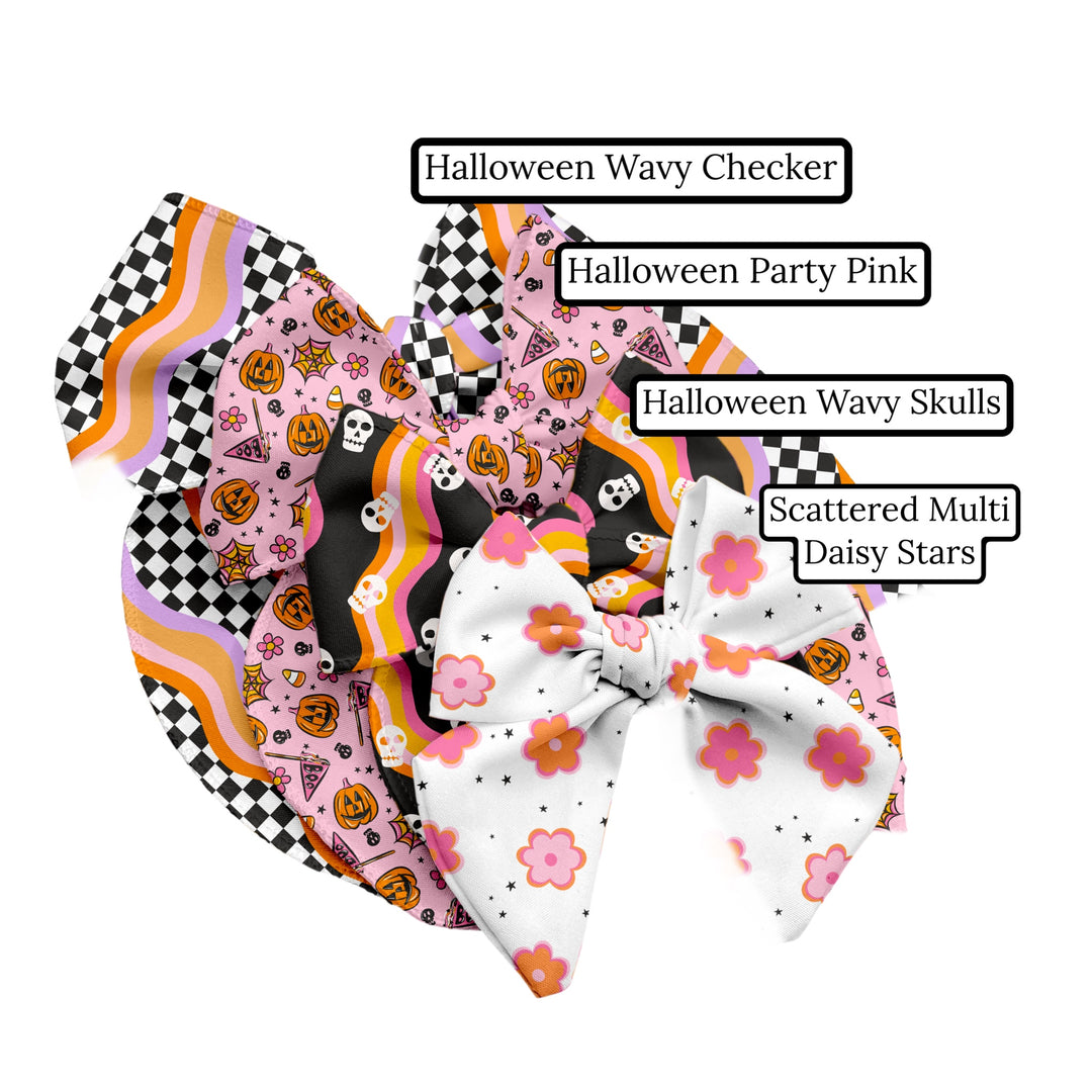 Scattered Multi Daisy Stars Hair Bow Strips