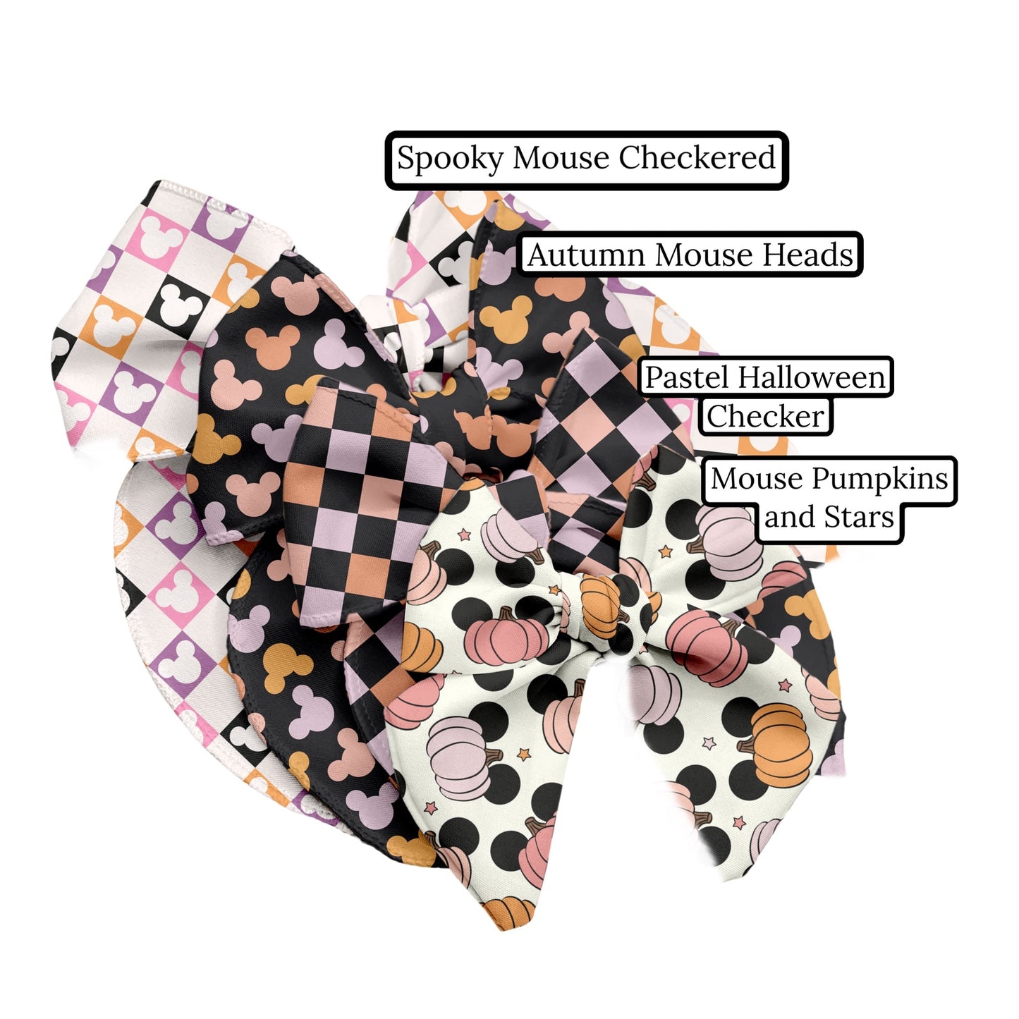 Spooky Mouse Checkered Hair Bow Strips