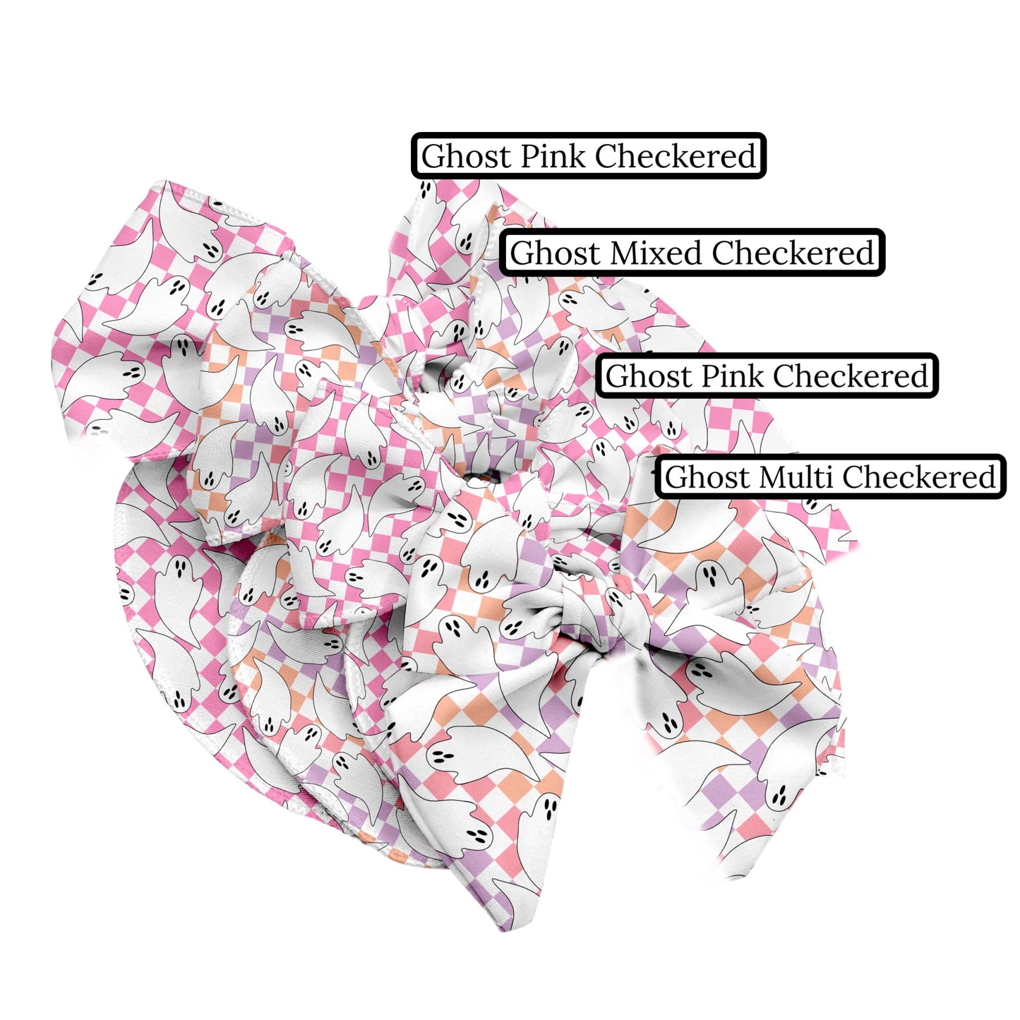 Ghost Mixed Checkered Hair Bow Strips