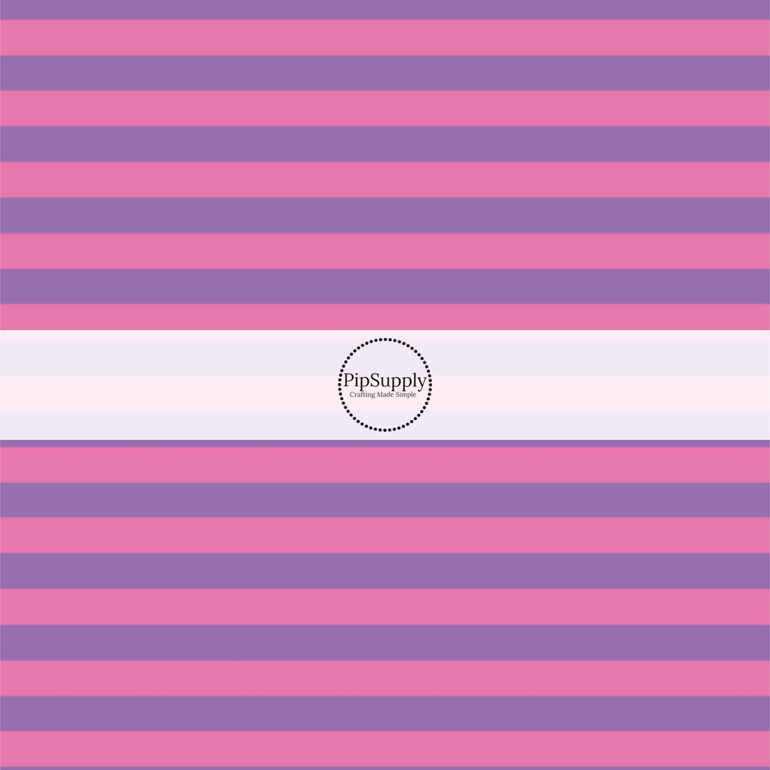 This magical childhood adventure inspired fabric by the yard features the following design: pink and purple stripes. This fun themed fabric can be used for all your sewing and crafting needs!