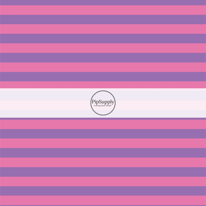 This magical childhood adventure inspired fabric by the yard features the following design: pink and purple stripes. This fun themed fabric can be used for all your sewing and crafting needs!