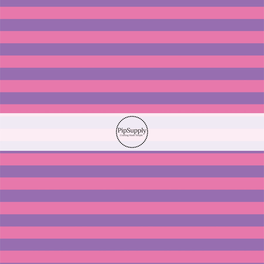 This magical childhood adventure inspired fabric by the yard features the following design: pink and purple stripes. This fun themed fabric can be used for all your sewing and crafting needs!