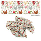 Multi chickens with christmas florals on white hair bow strips