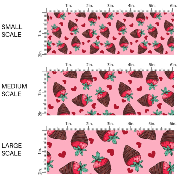 This holiday fabric by the yard features chocolate covered strawberries. This festive pattern fabric can be used for all your sewing and crafting needs!