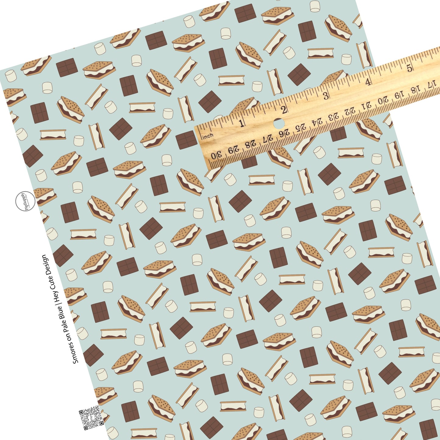 These camping smores light blue faux leather sheets contain the following design elements: chocolate, graham crackers, and marshmallows on pastel blue. Our CPSIA compliant faux leather sheets or rolls can be used for all types of crafting projects. 