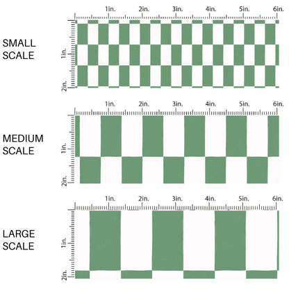 These winter themed pattern fabric by the yard features the following design elements: green and cream checker pattern. This fun themed fabric can be used for all your sewing and crafting needs!